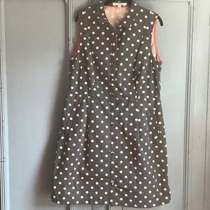 Boden Polka Dot Sleeveless Shirt Dress midi
